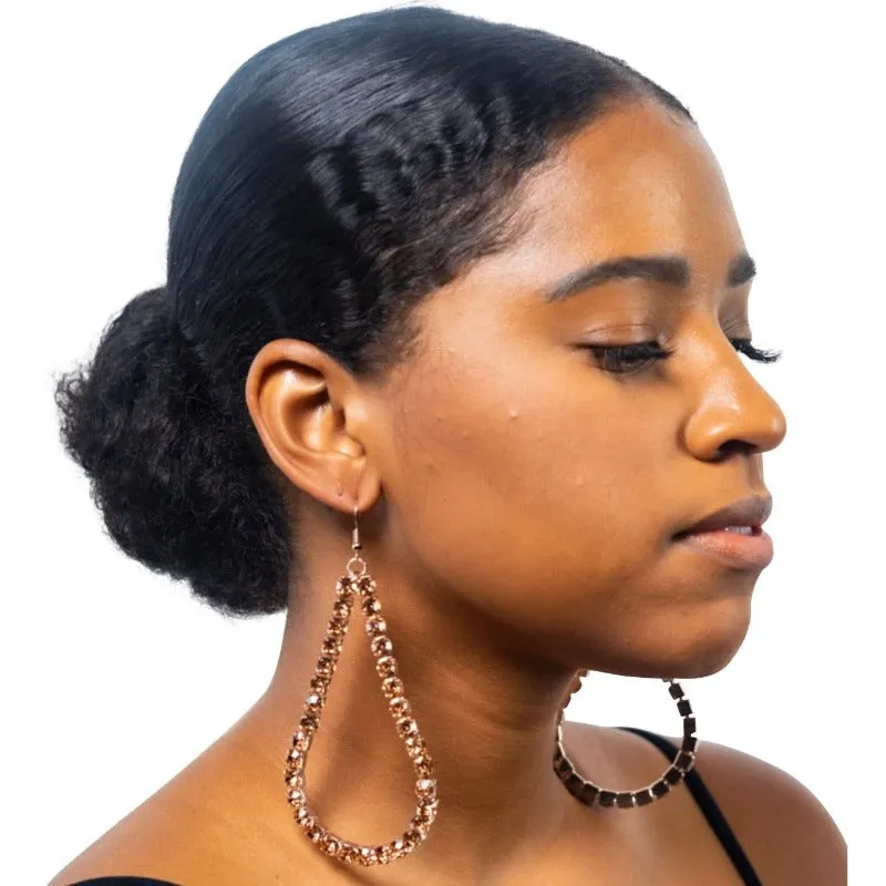 Aliza Rose Gold Rhinestone Teardrop Earrings