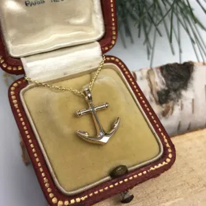 Anchor Pendant Necklace - Petite 14k Yellow Gold