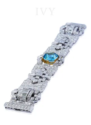 Antique Aquamarine and Diamond Bracelet