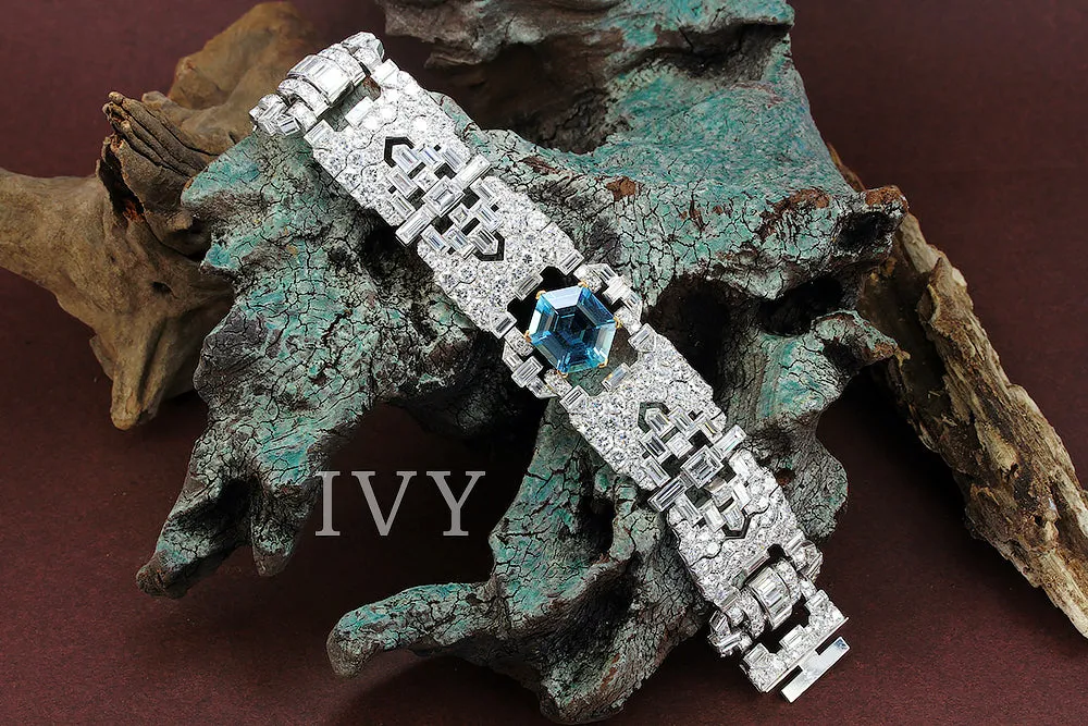 Antique Aquamarine and Diamond Bracelet