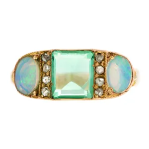 Antique Emerald, Opal & Diamond Ring