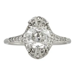 Antique Engagement Ring, Cushion cut 1.56ct.
