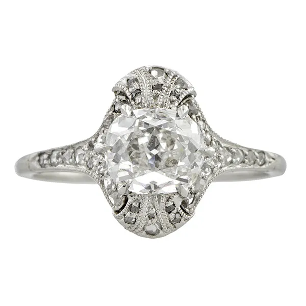 Antique Engagement Ring, Cushion cut 1.56ct.