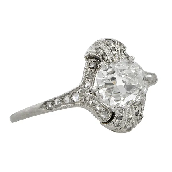 Antique Engagement Ring, Cushion cut 1.56ct.