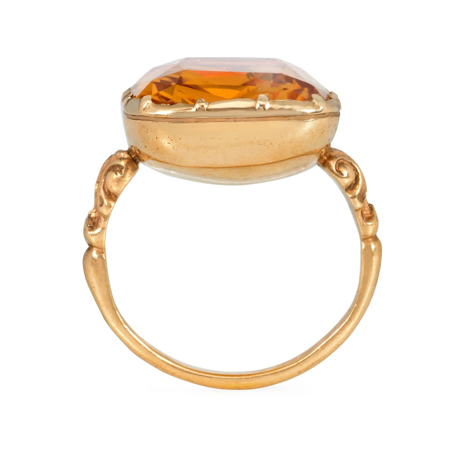 Antique foiled-back topaz and gold ring