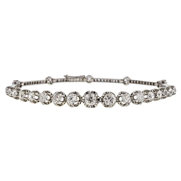 Antique French Old European Old Mine & Rose Cut Diamond Bracelet