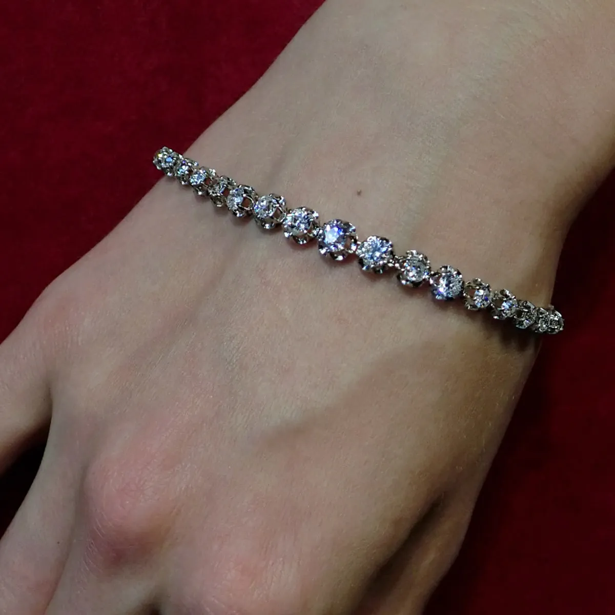 Antique French Old European Old Mine & Rose Cut Diamond Bracelet