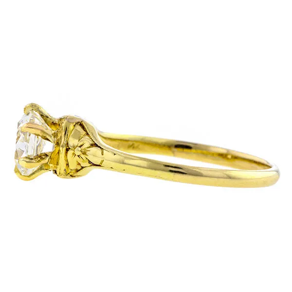 Antique Solitaire Engagement Ring, Cushion cut 1.05ct.