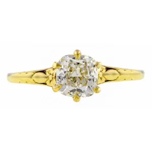 Antique Solitaire Engagement Ring, Cushion cut 1.05ct.
