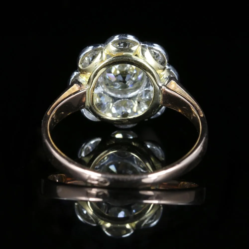 Antique Victorian French Diamond Cluster Ring Rose Gold Circa 1900