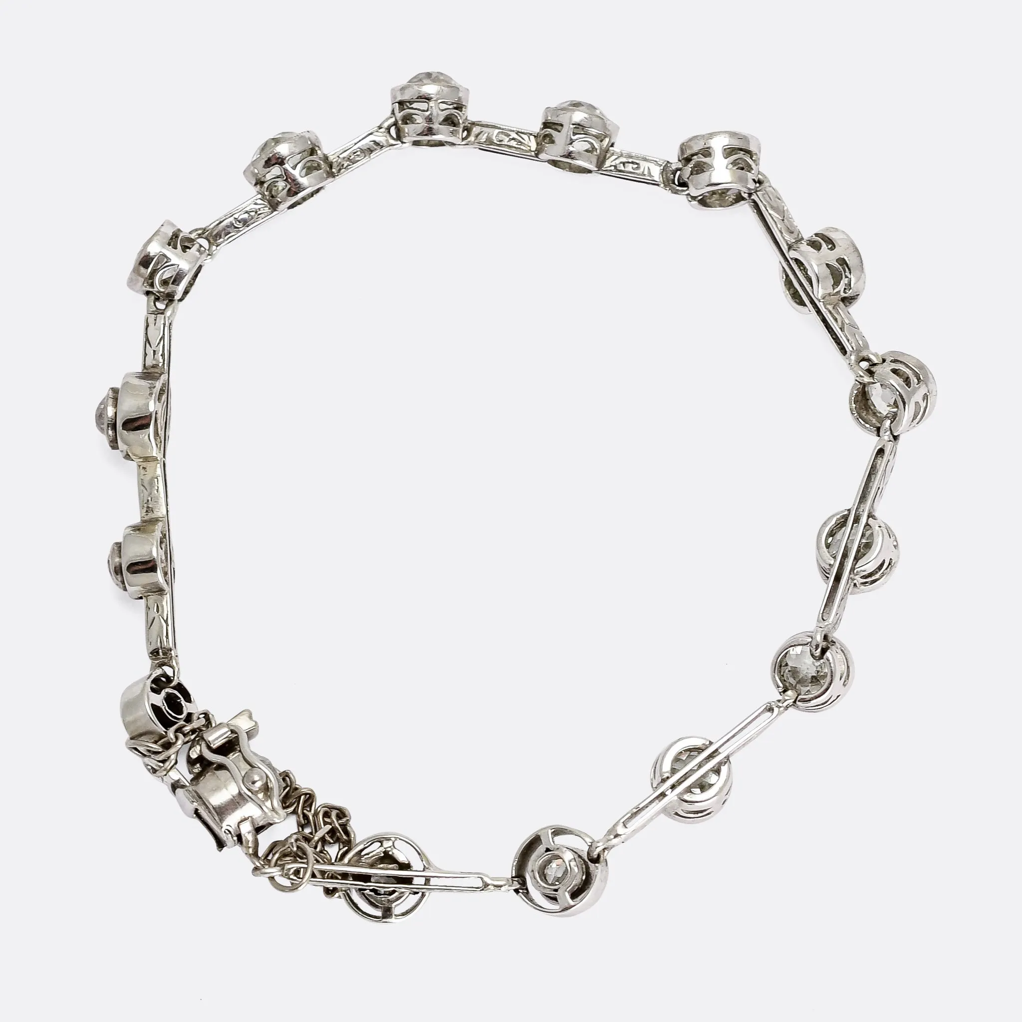 Art Deco 7.55ct Old Euro Diamond Bracelet