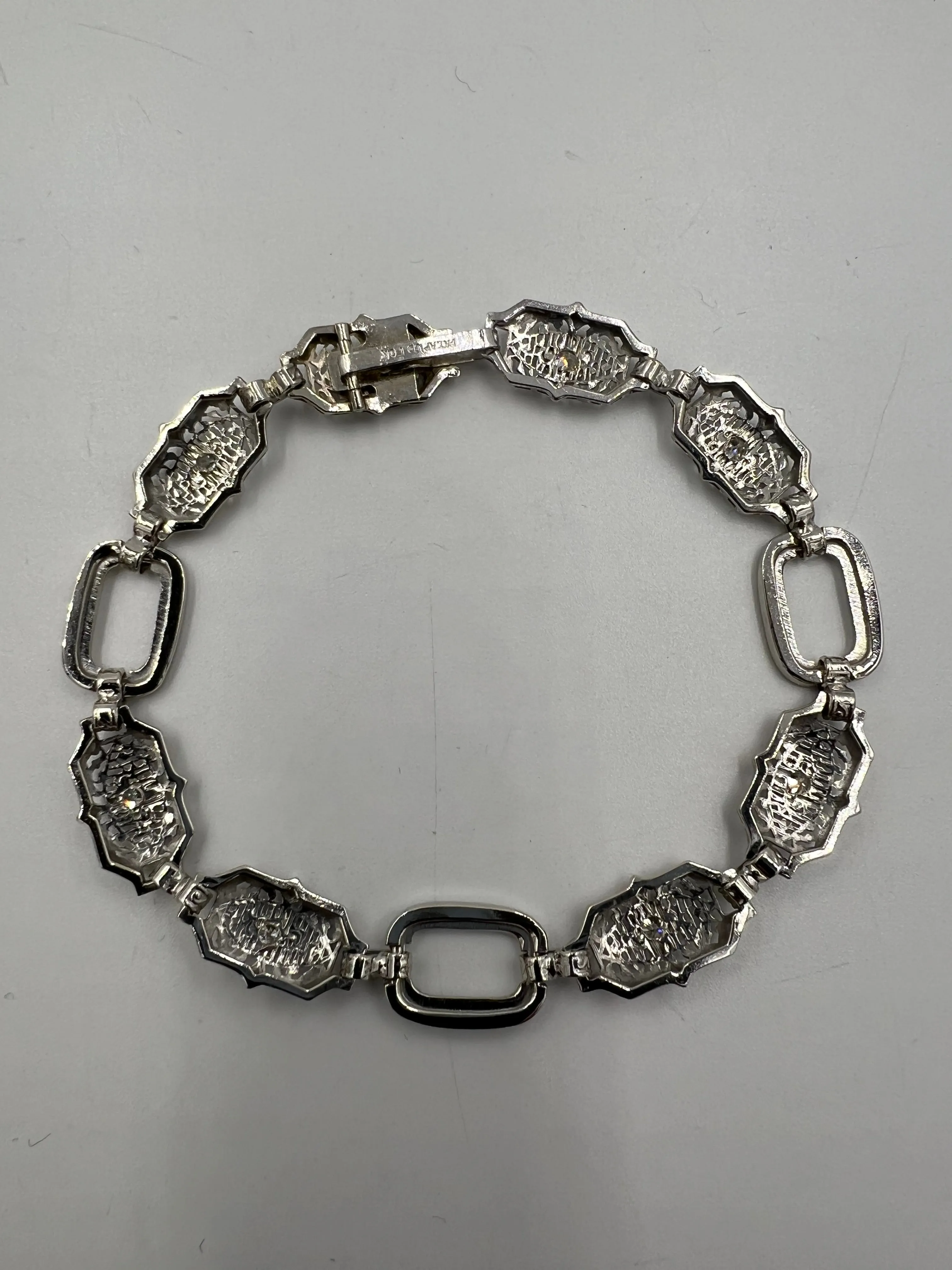 Art Deco Filigree Diamond 14k White Gold Platinum Bracelet Circa 1930s