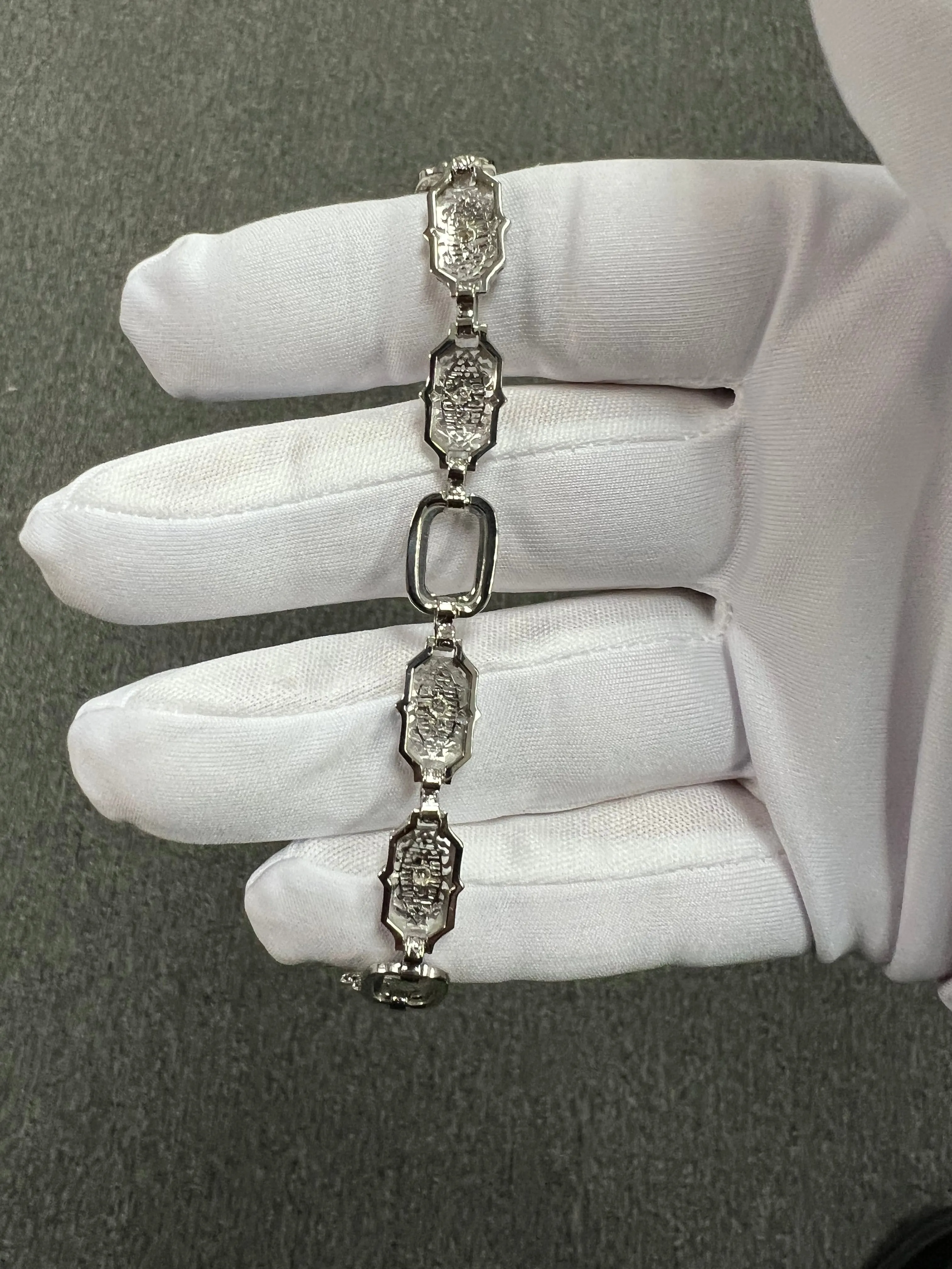 Art Deco Filigree Diamond 14k White Gold Platinum Bracelet Circa 1930s