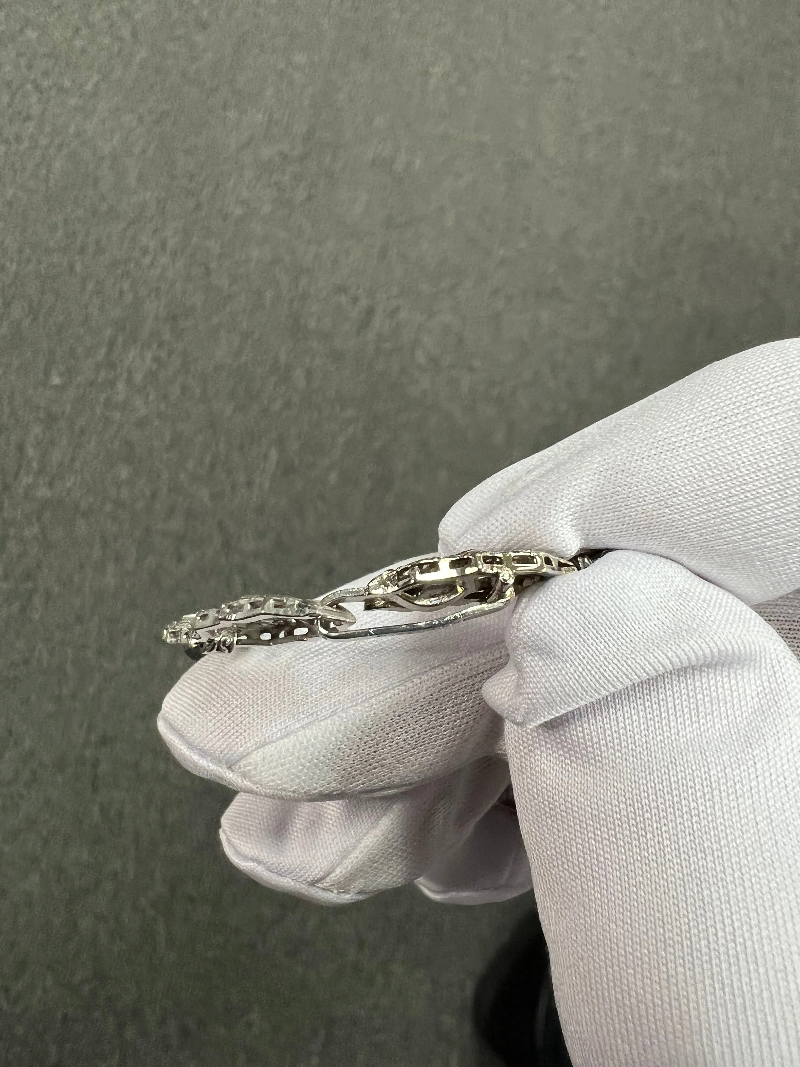 Art Deco Filigree Diamond 14k White Gold Platinum Bracelet Circa 1930s