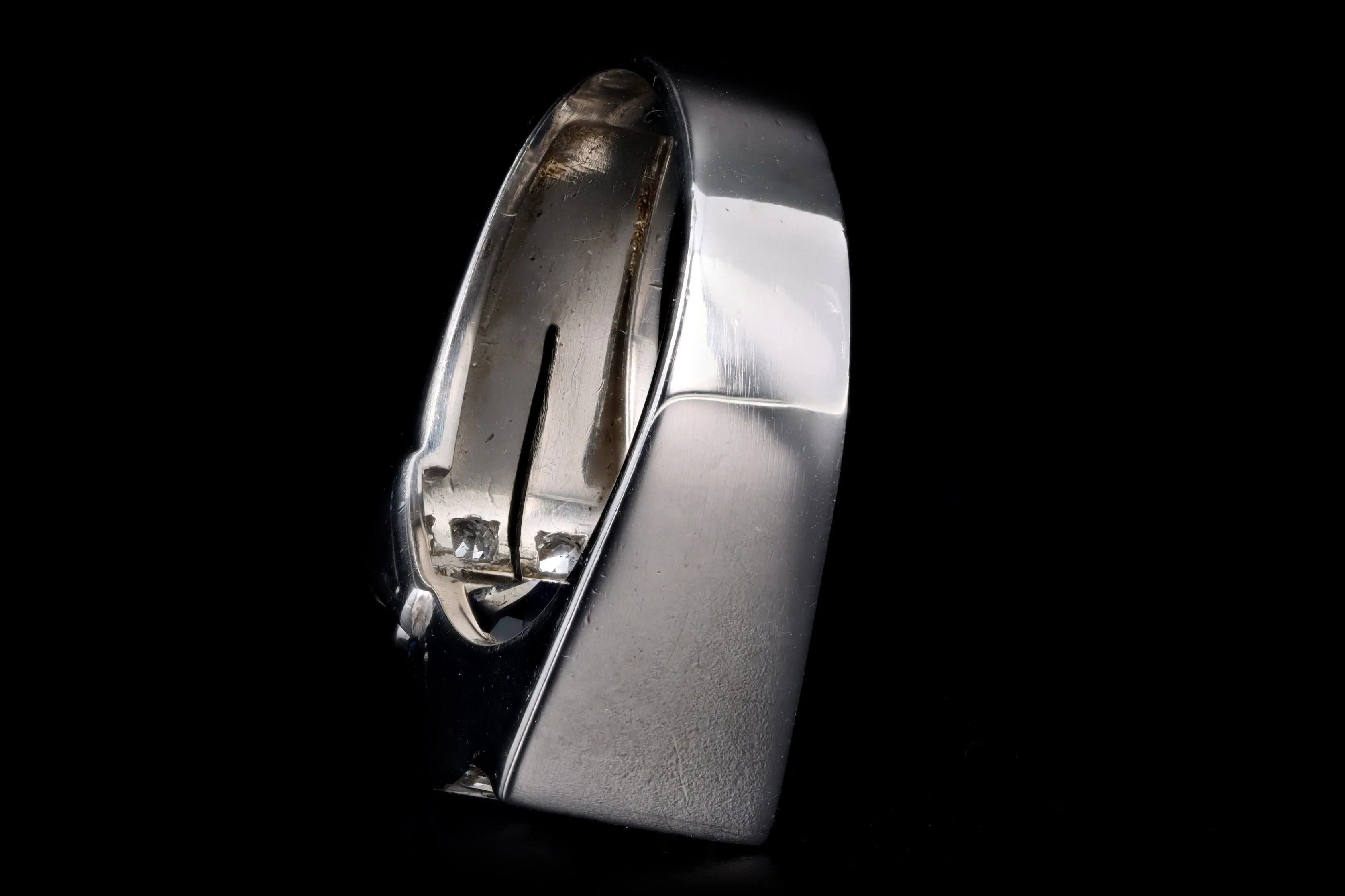 Art Deco Platinum 2.0 Carat Cushion Cut Natural Sapphire & Diamond Ring