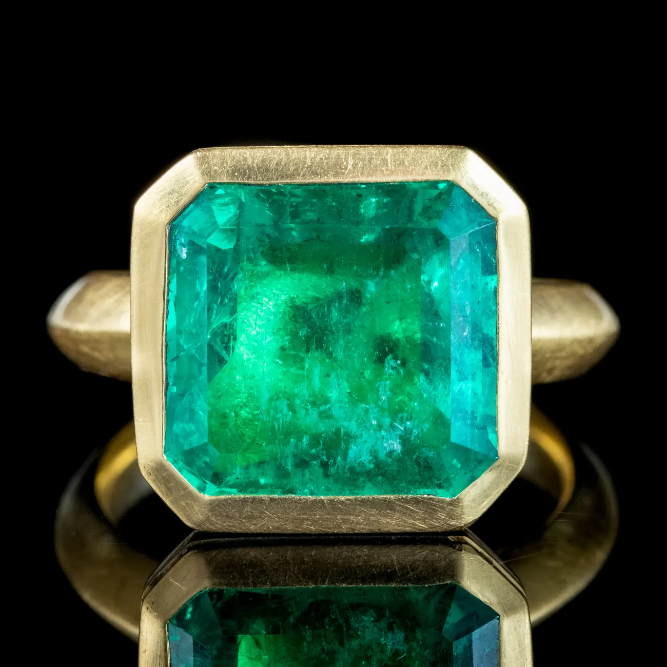 Art Deco Style Emerald Solitaire Ring 6.21ct Colombian Emerald With Cert