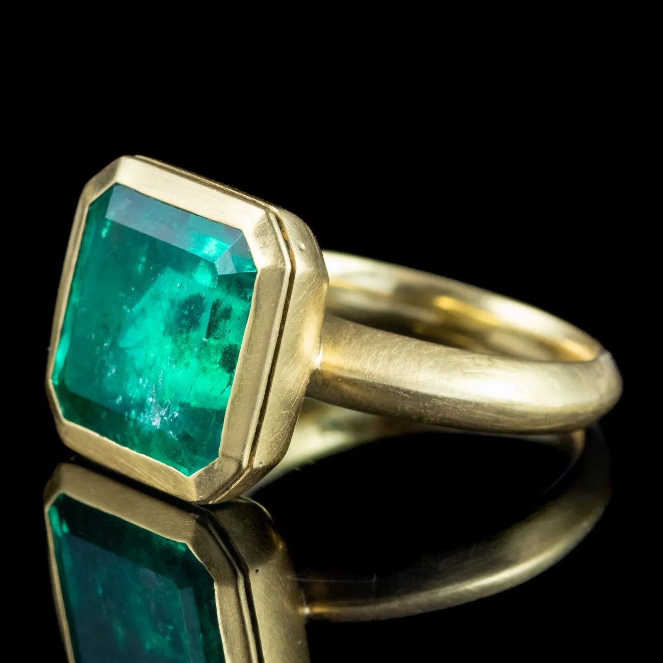 Art Deco Style Emerald Solitaire Ring 6.21ct Colombian Emerald With Cert