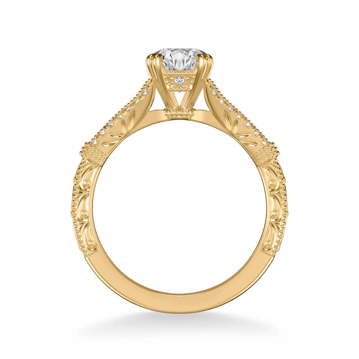 Artcarved "Angelina" Split Shank Diamond Engagement Ring Featuring Engraved Band