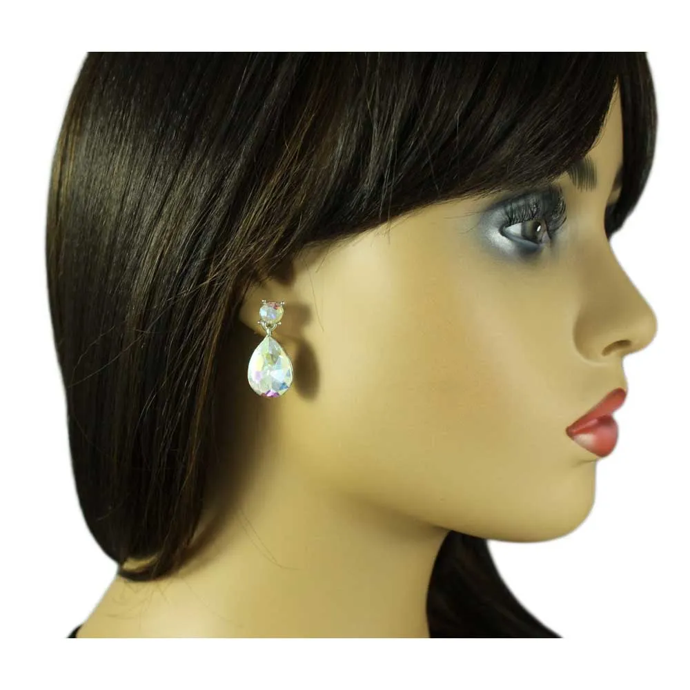 Aurora Borealis Teardrop Pierced Earring - REC420A