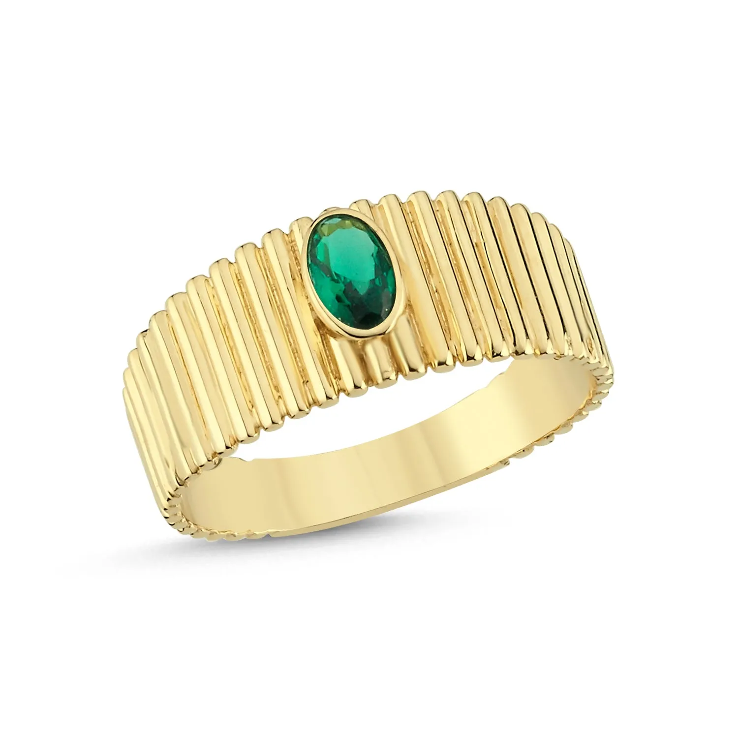 AVA WAVE GOLD EMERALD RING