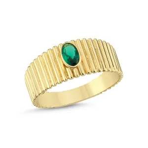 AVA WAVE GOLD EMERALD RING