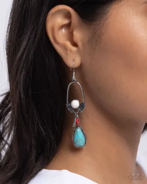 Badlands Basic - Multi - White and Turquoise Stone Paparazzi Fishhook Earrings