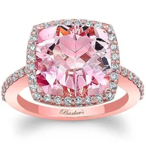 Barkev's Cushion Cut Morganite Halo Diamond Engagement Ring
