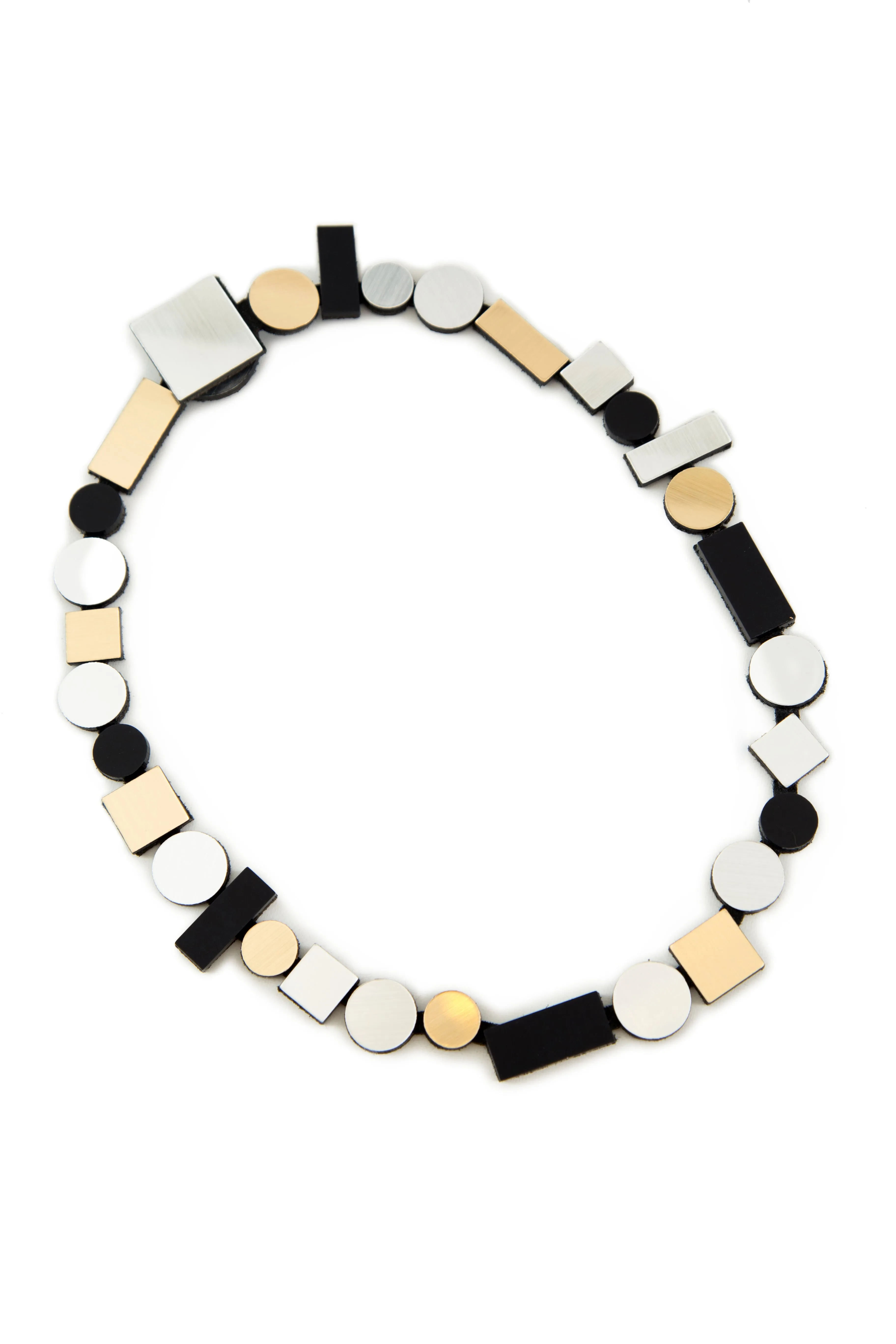 Bauhaus Silver, Black & Gold Necklace