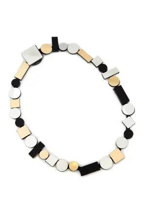 Bauhaus Silver, Black & Gold Necklace