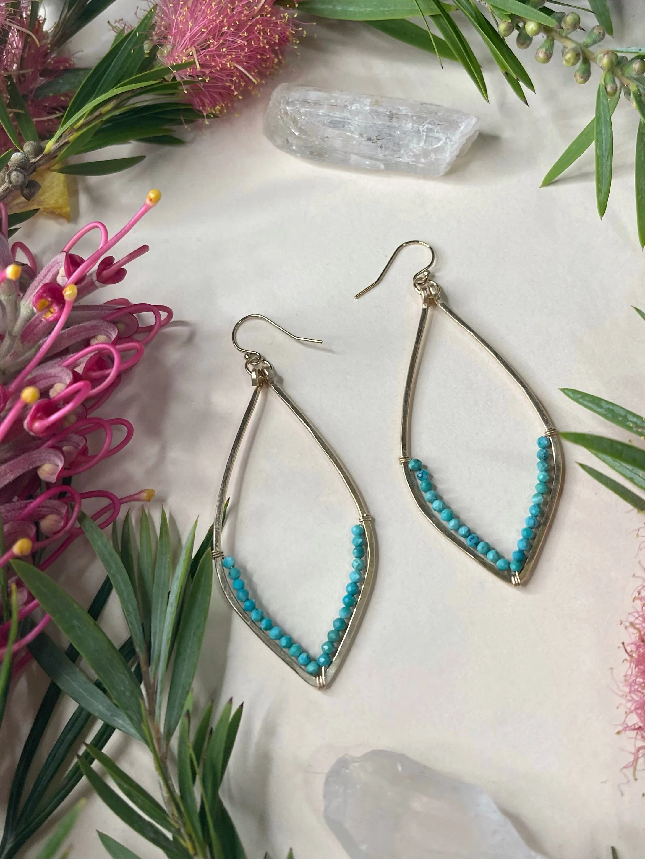 Beaded Teardrop Hoops