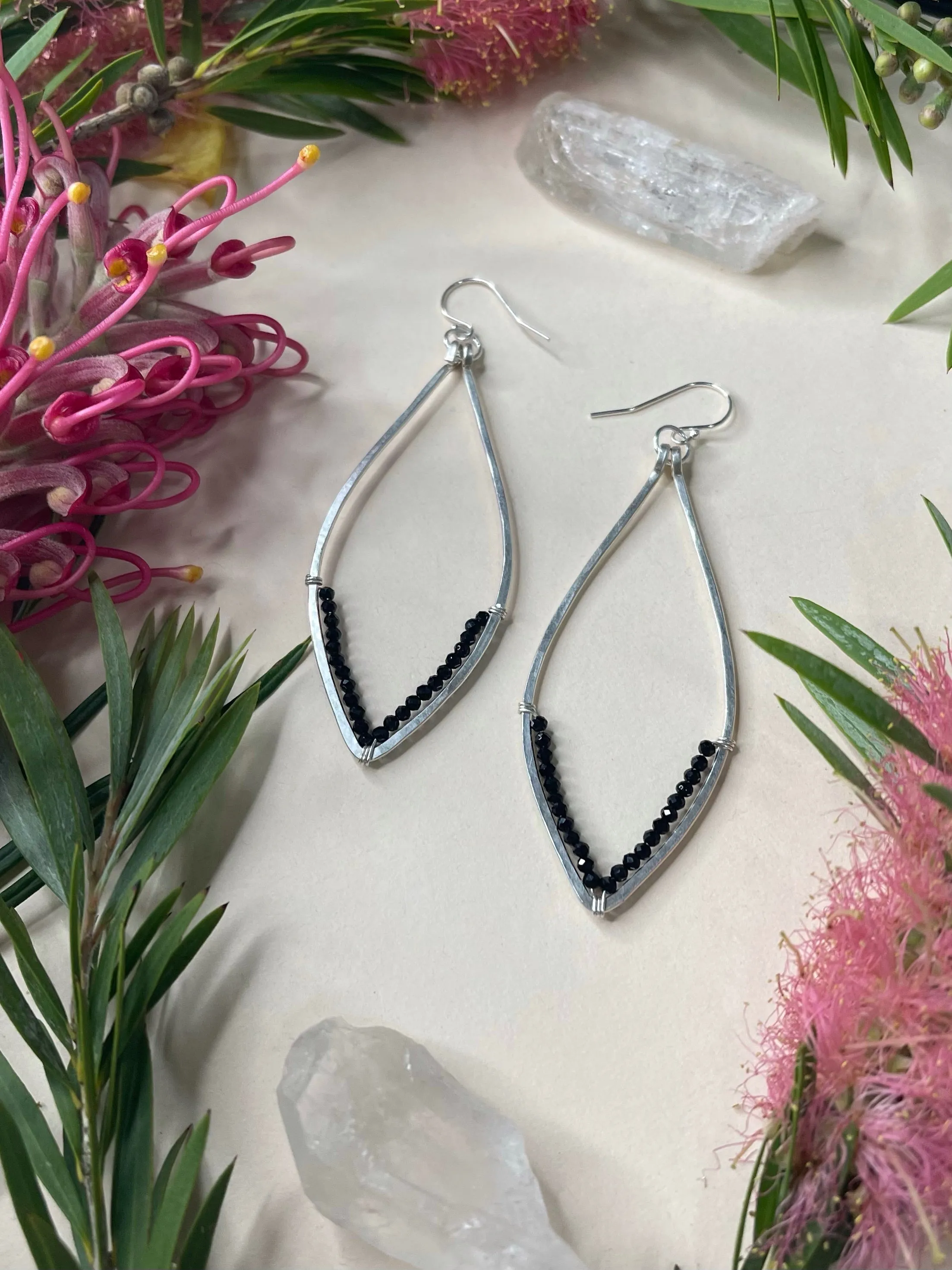 Beaded Teardrop Hoops