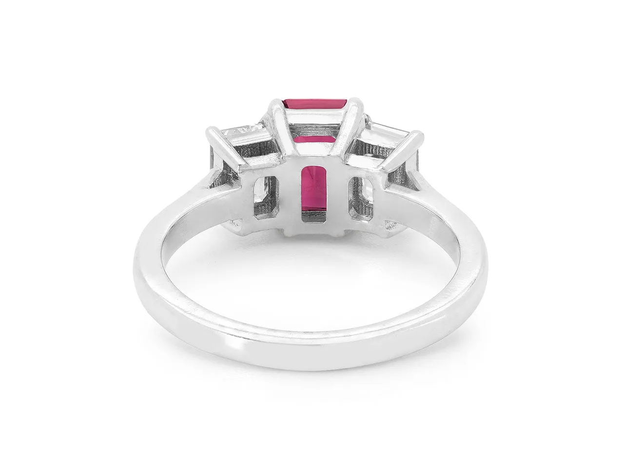 Beladora 'Bespoke' Three Stone Burma Ruby and Diamond Ring in Platinum