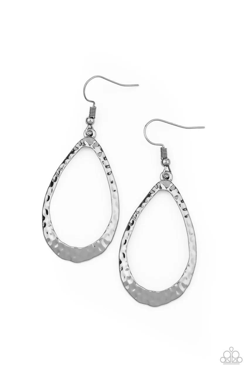 BEVEL-headed Brilliance Black Paparazzi Earrings
