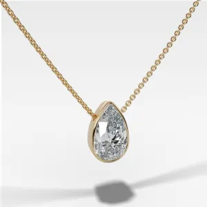 Bezel Pendant Necklace with Pear Cut Diamond