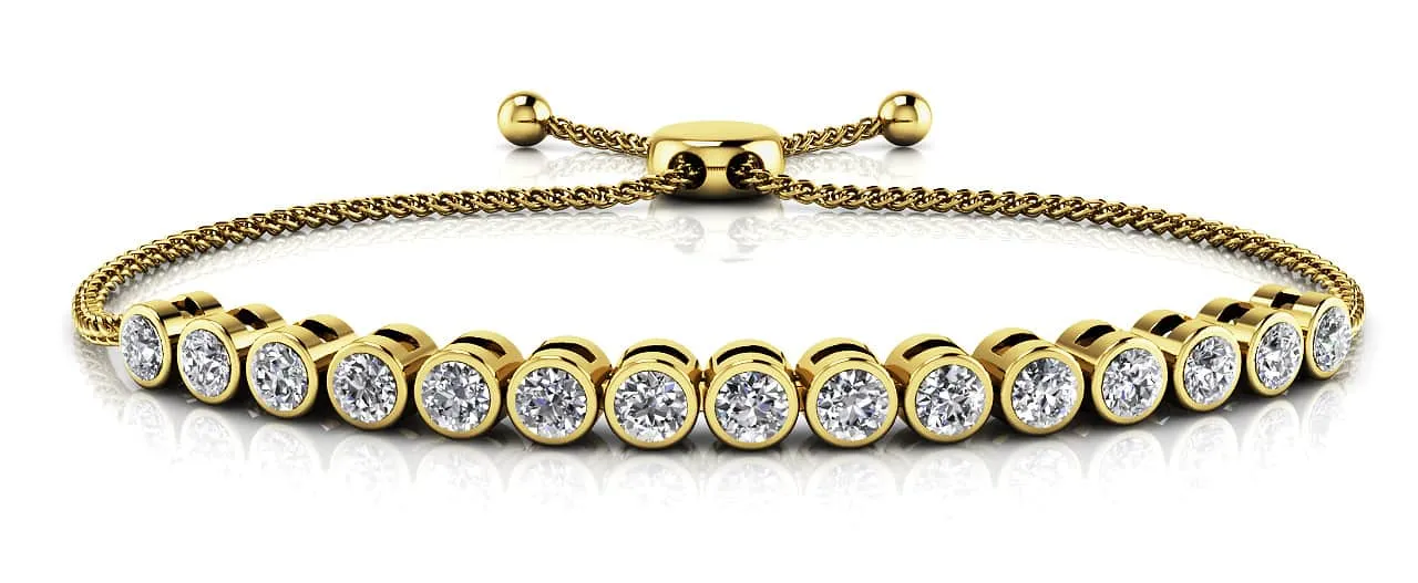 Bezel Set Adjustable Lab-Grown Diamond Bracelet with 1.95 ct.(finished) 3.5mm