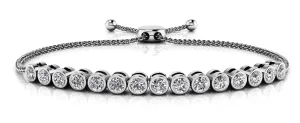 Bezel Set Adjustable Lab-Grown Diamond Bracelet with 1.95 ct.(finished) 3.5mm