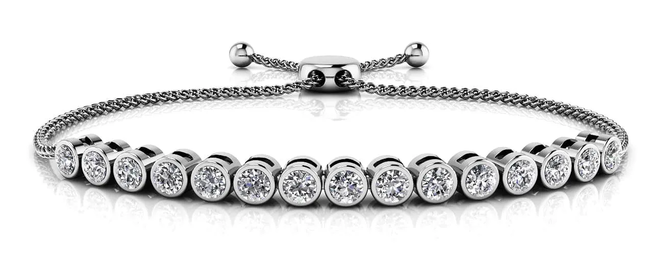 Bezel Set Adjustable Lab-Grown Diamond Bracelet with 1.95 ct.(finished) 3.5mm