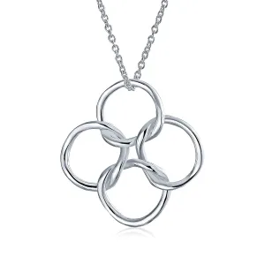 BFF Eternal Friendship Pendant Necklace Interlocking Infinity Circles Silver