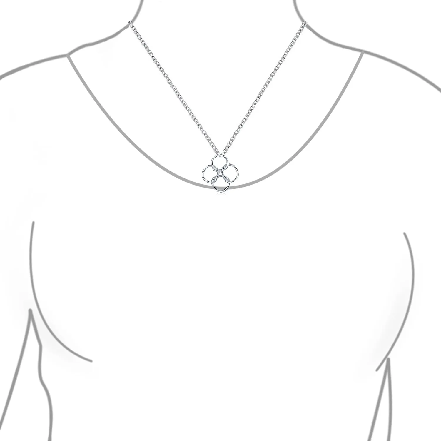 BFF Eternal Friendship Pendant Necklace Interlocking Infinity Circles Silver