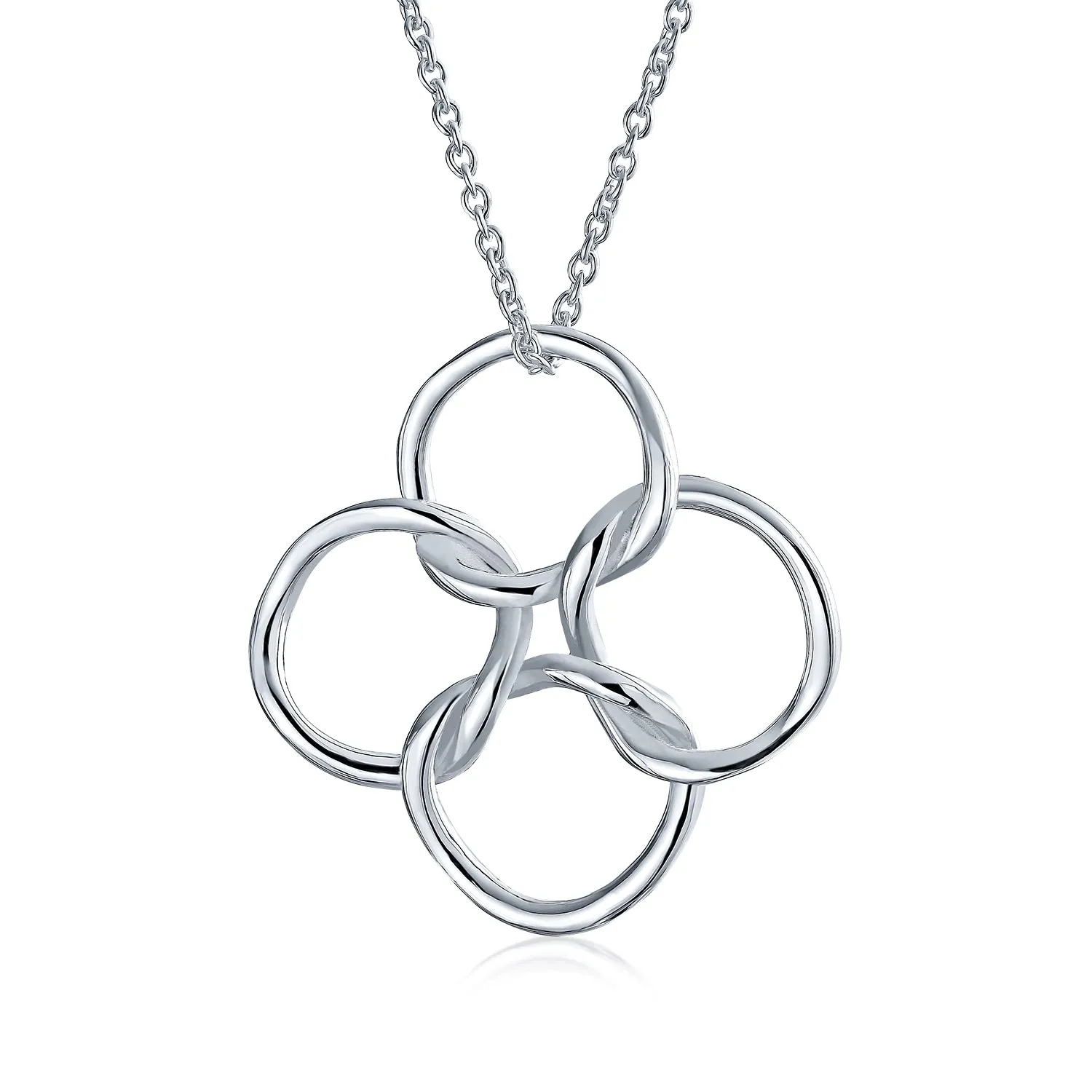 BFF Eternal Friendship Pendant Necklace Interlocking Infinity Circles Silver