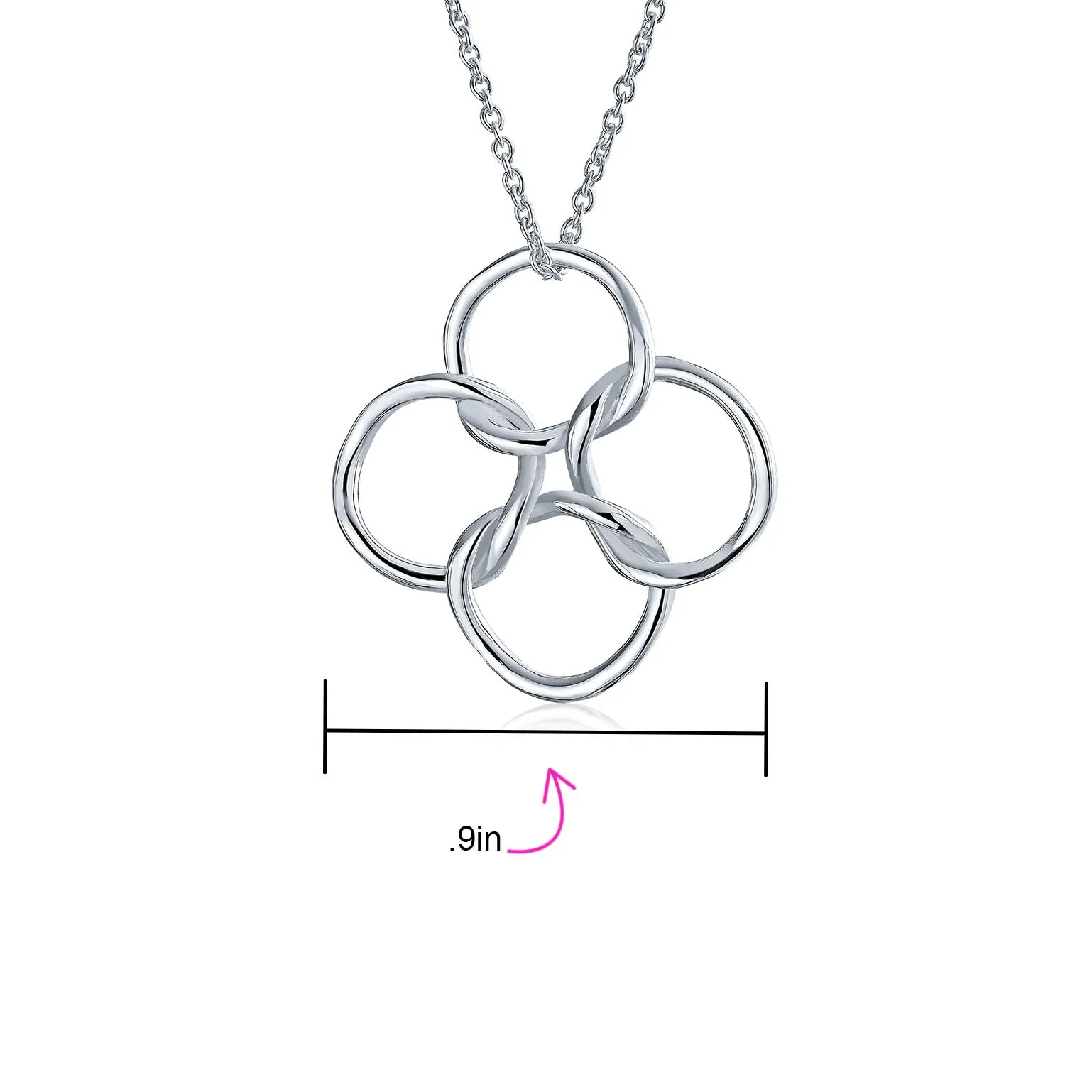 BFF Eternal Friendship Pendant Necklace Interlocking Infinity Circles Silver