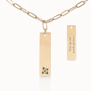 Birth Flower Vertical Pendant on Paperclip Chain