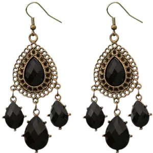Black Teardrop Dangle Earrings