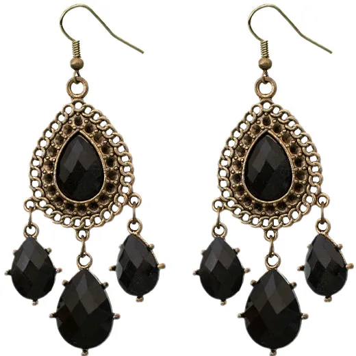 Black Teardrop Dangle Earrings