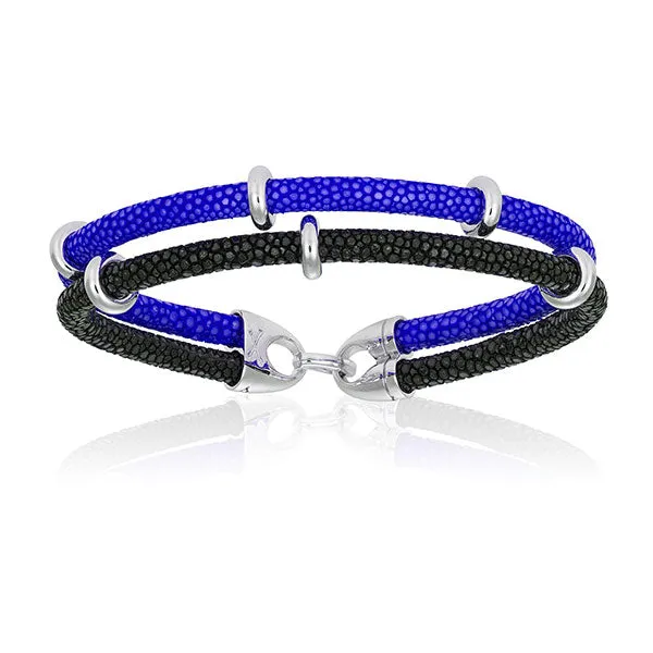 Black/Blue, Silver and Stones Bracelet Combination