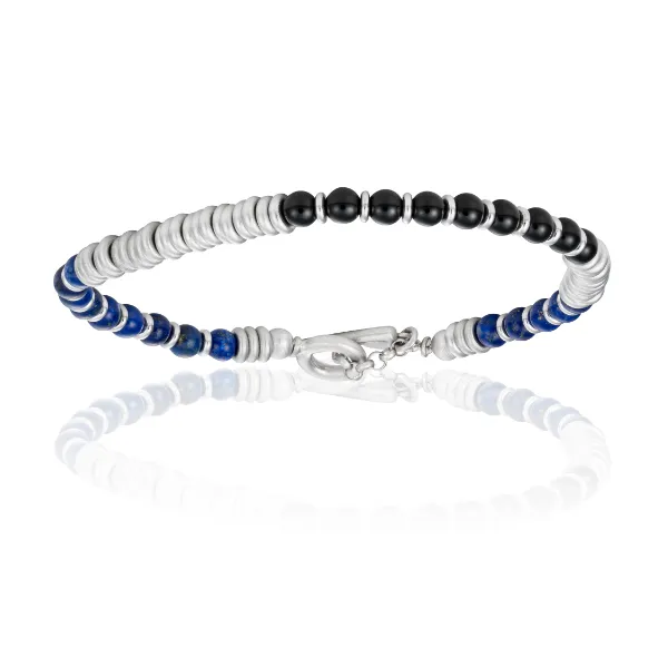 Black/Blue, Silver and Stones Bracelet Combination