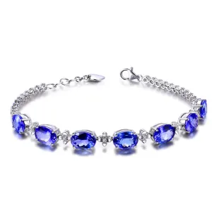 Blue Crystal & Cubic Zirconia Clover Tennis Bracelet