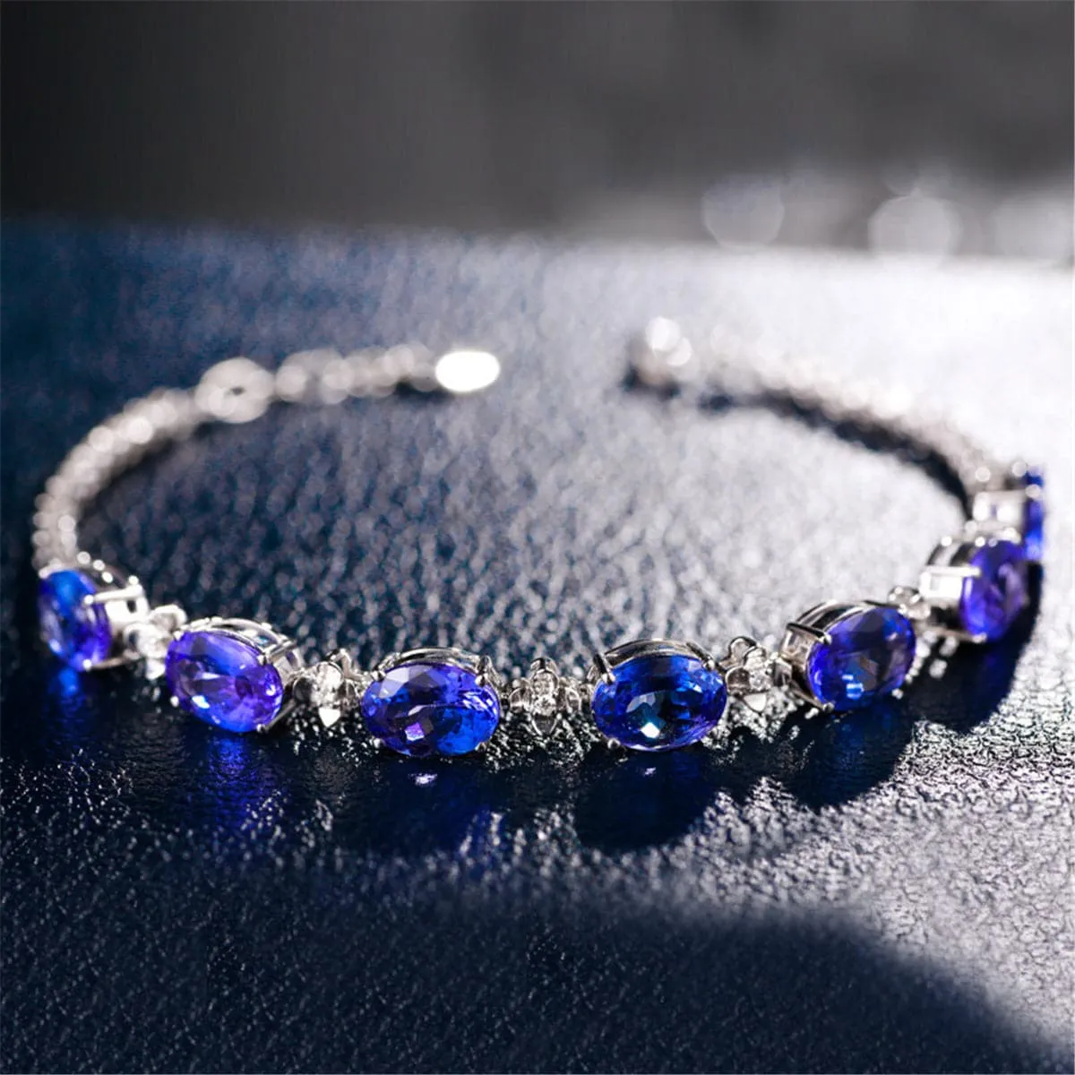 Blue Crystal & Cubic Zirconia Clover Tennis Bracelet