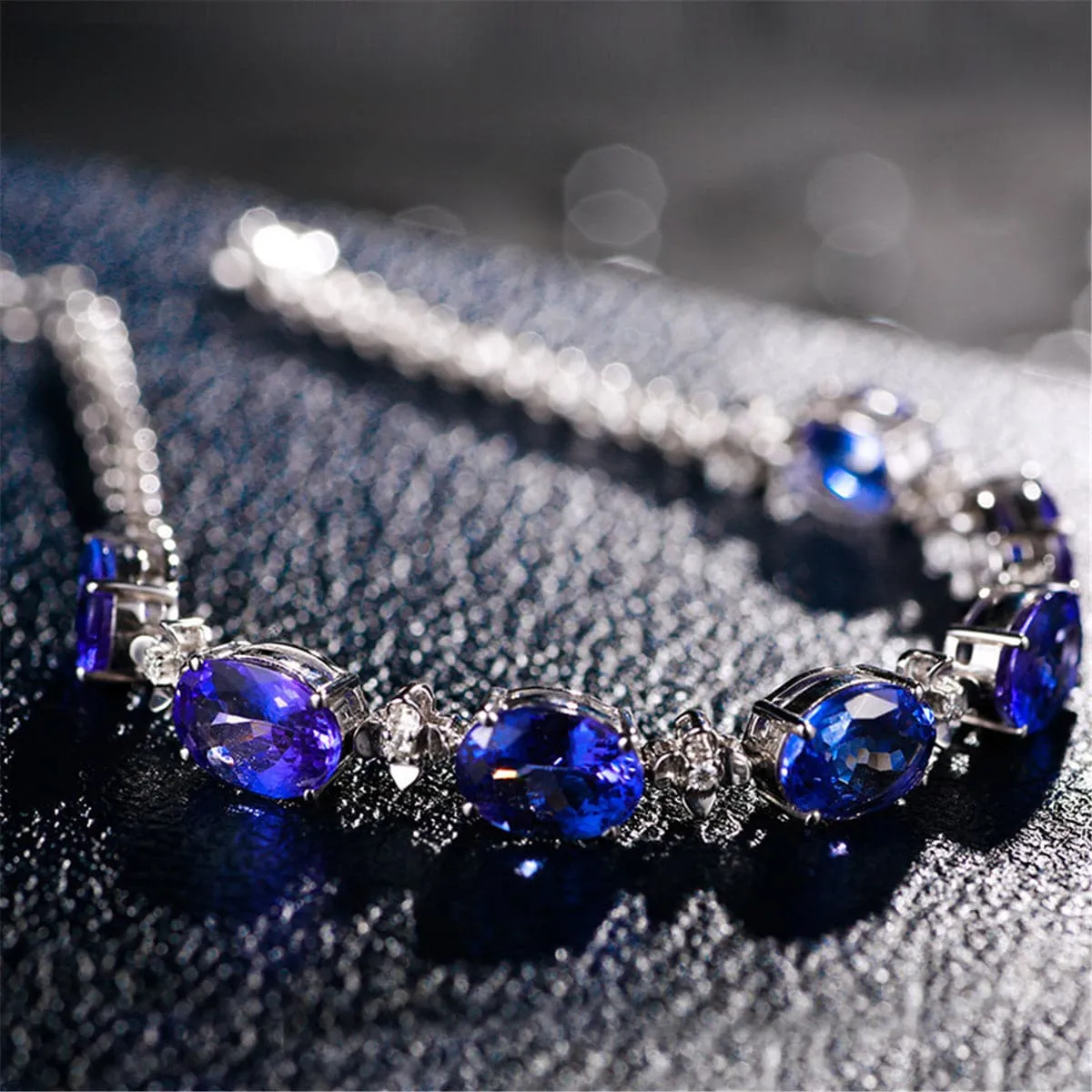 Blue Crystal & Cubic Zirconia Clover Tennis Bracelet