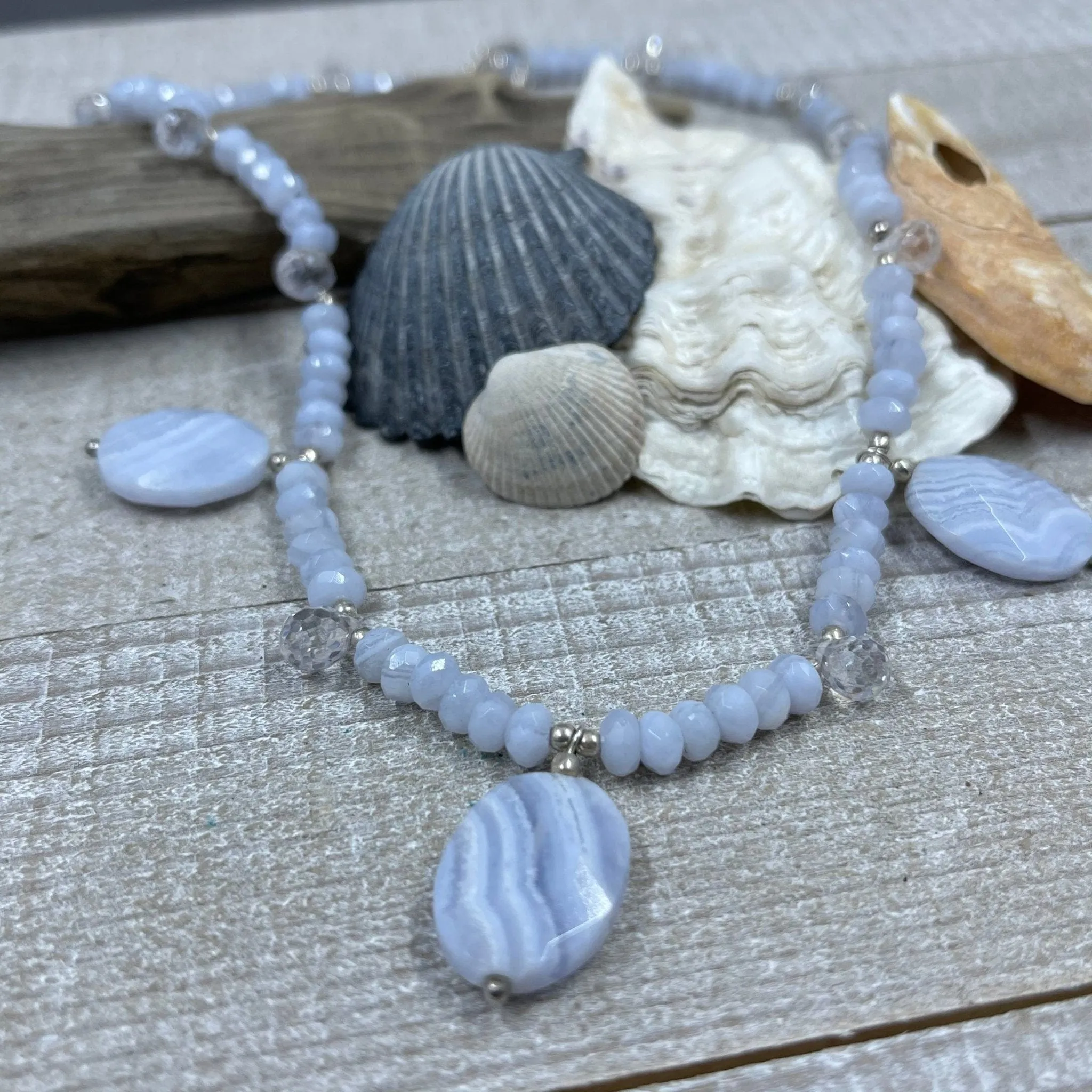 Blue Lace Agate Drop Necklace